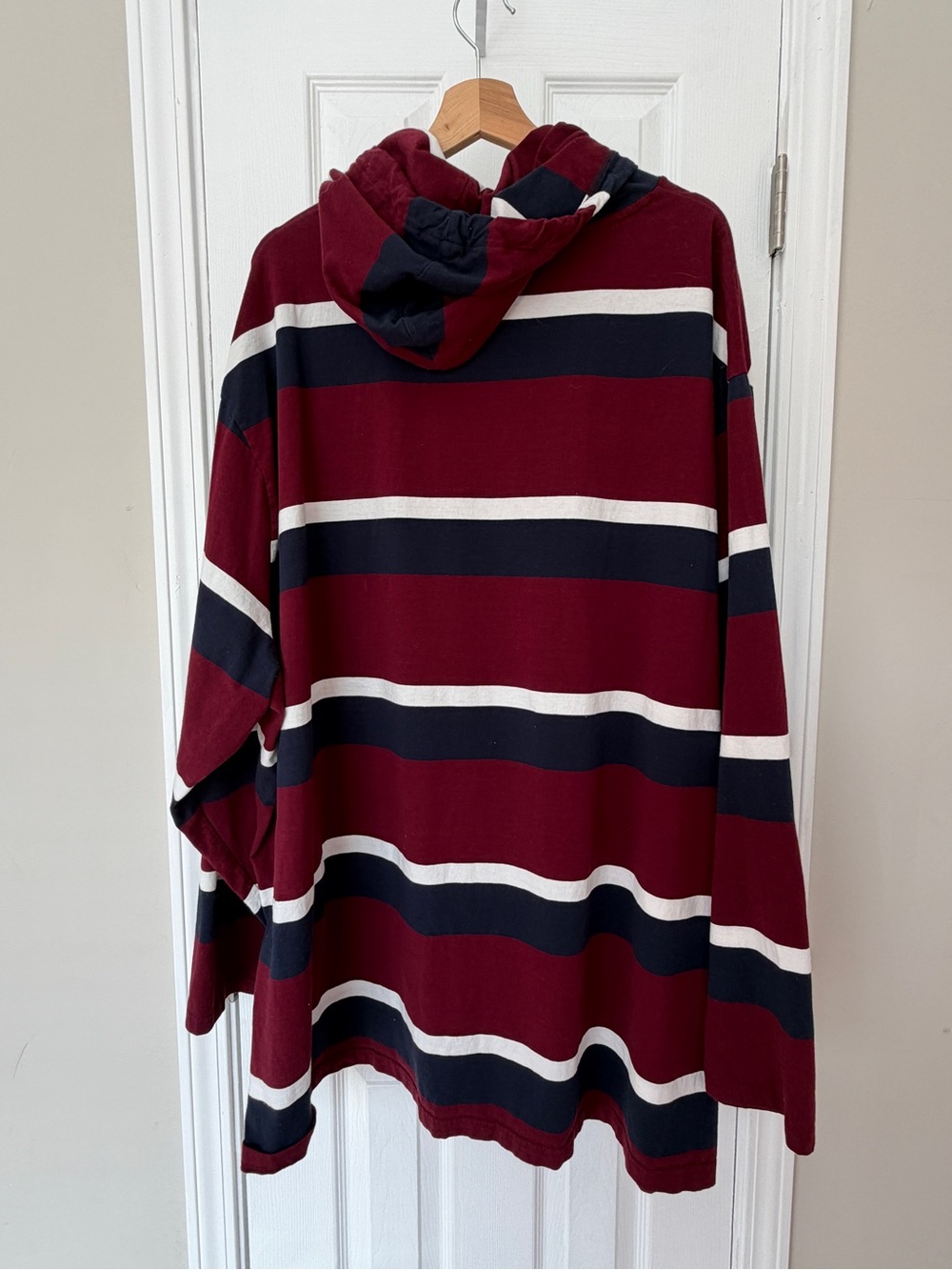 Men’s Polo Ralph Lauren Burgundy Navy White Striped Hoodie Big&Tall - Picture 2 of 12